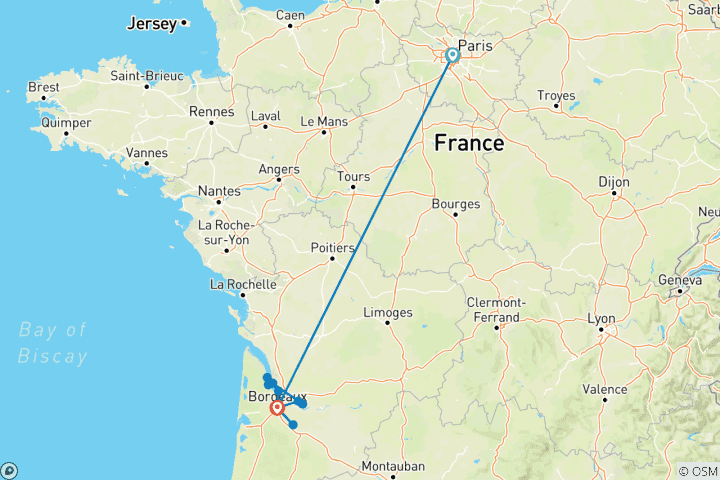 Map of Bordeaux Affair with Highlights of Paris