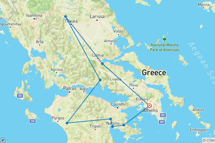 Kaart van Winterverkenning klassiek Griekenland - 8 dagen