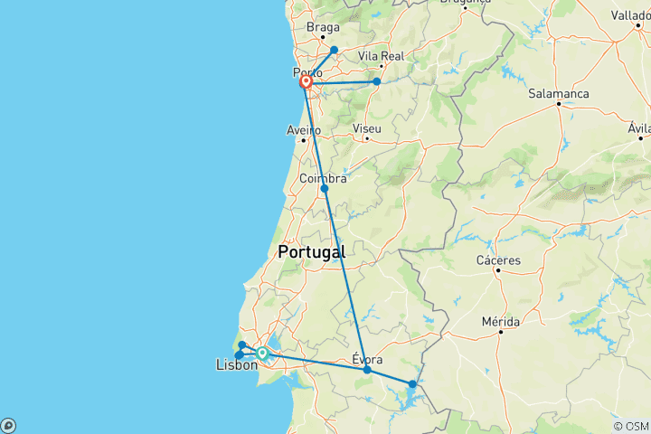 Kaart van Wandtapijt van Portugal - 10 dagen