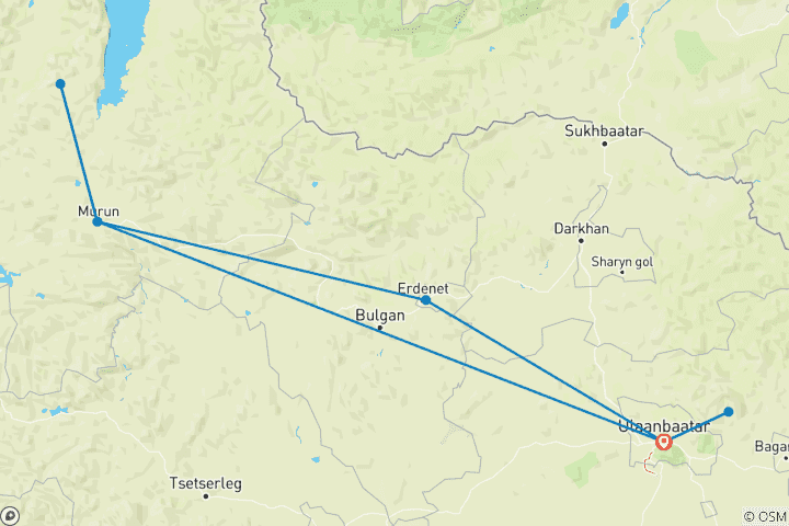 Carte du circuit L'hiver en Mongolie - Festivals du renne et de la glace