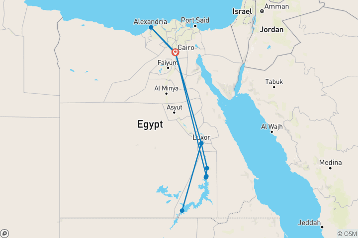 Kaart van Cleopatra's Egypte Caïro, Alexandrië & 5* Nijlcruise - georganiseerd door Paula