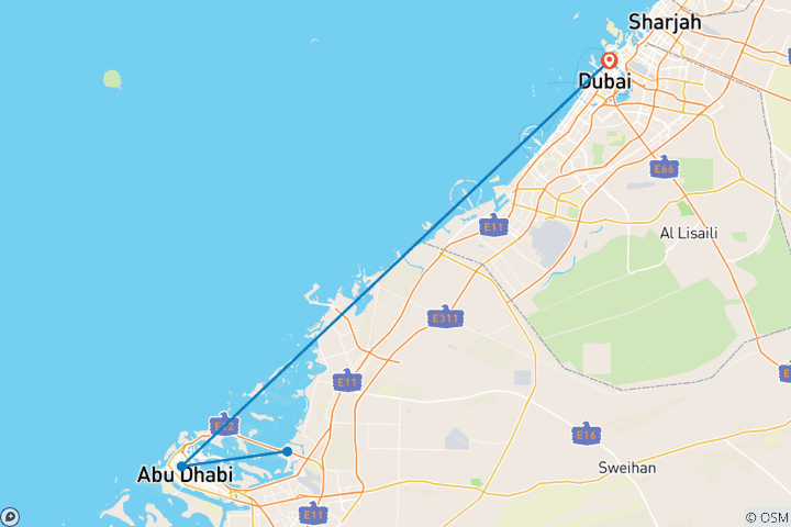 Map of Abu Dhabi Explorer- 8 days