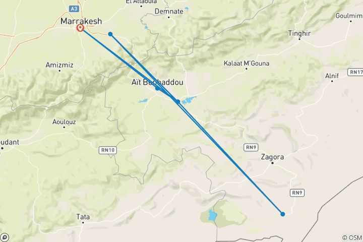 Map of Trekking the Sahara - 9 days
