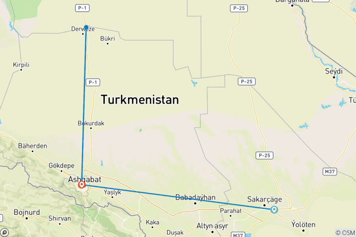 Karte von 5 Tage in Turkmenistan (ab Bukhara)