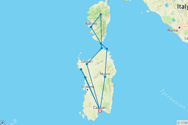 Karte von Sardinien & Korsika Tour