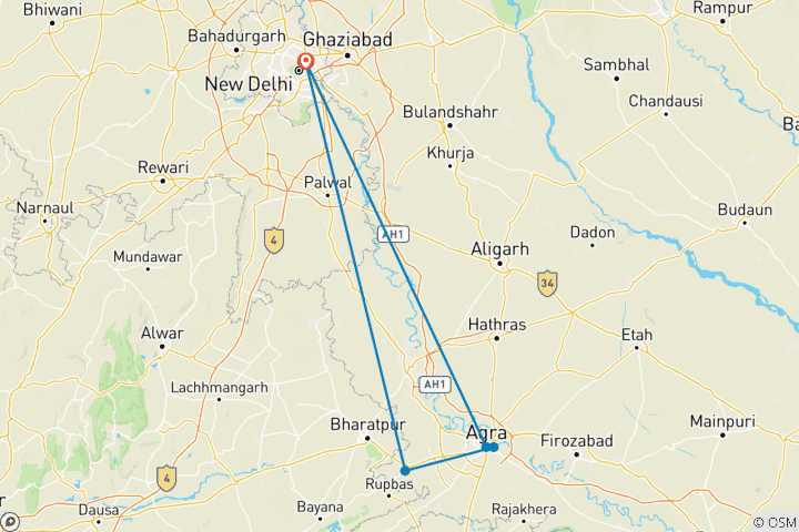 Map of Taj Mahal Short Break