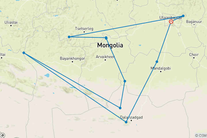 Carte du circuit Mongolie - La force est dans l'immensité (18 jours)