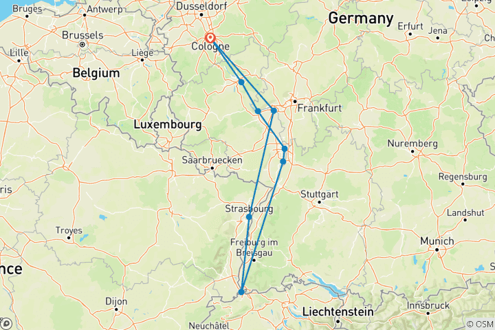 Karte von Silvesterkreuzfahrt am Rhein (Köln - Köln)