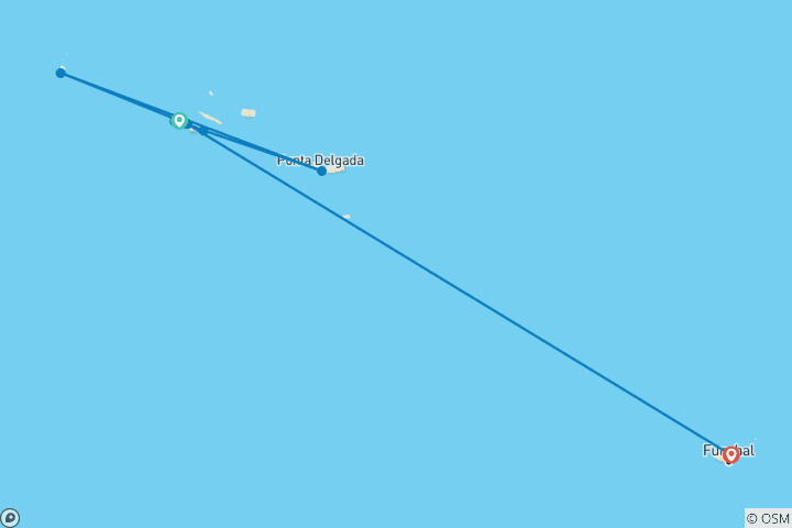 Kaart van E-bike rondreis op Faial en Pico (8 dagen)