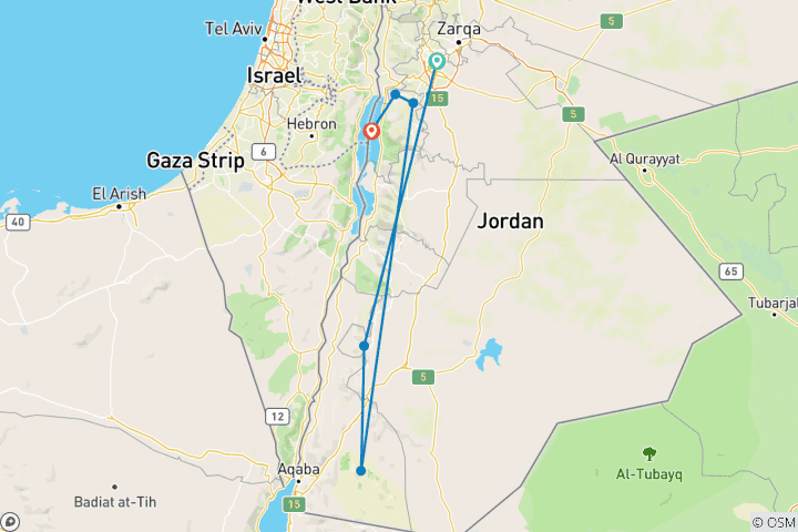 Kaart van Betoverend Jordanië - Expeditie van 5 dagen