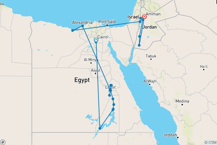 Map of Jewels of Egypt & Jordan 2027
