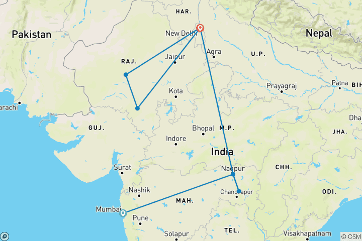 Karte von Tadoba Tigers & Heritage Trails von G Experiences