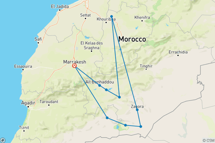 Karte von 4 Tage Erg Chigaga Abenteuer