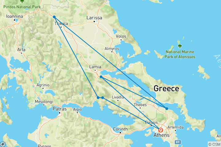 Carte du circuit Circuit de 2 jours à Delphes et aux Météores