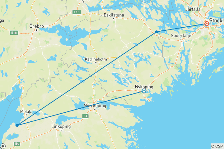 Karte von Schwedische Romantik - Göta-Kanal und Vättern (10 Tage)