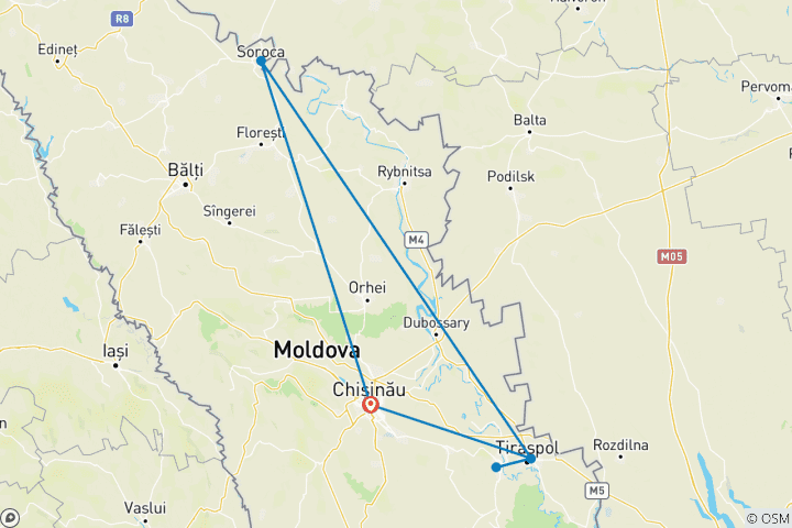 Karte von 5 TageMoldova Sowjetische Zeitkapsel Tour von: Tiraspol, Bender & vergessene Industriestätten