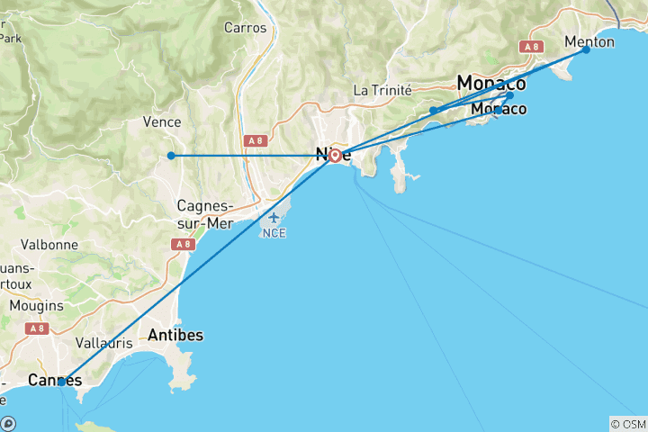Carte du circuit Pleins feux sur la Côte d'Azur (2027)