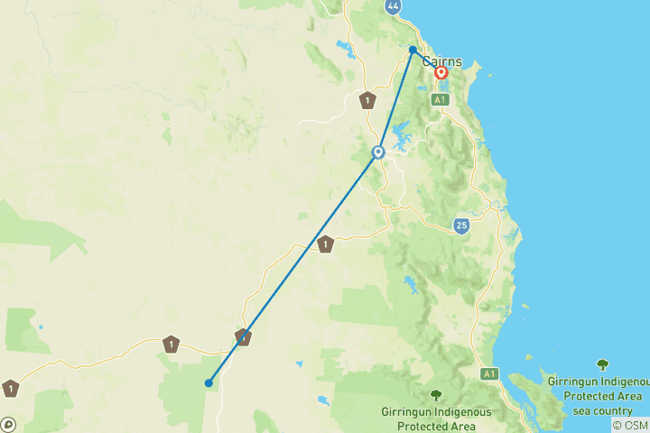 Karte von Undara, Cobbold-Schlucht & Outback 4 Tages-Reise