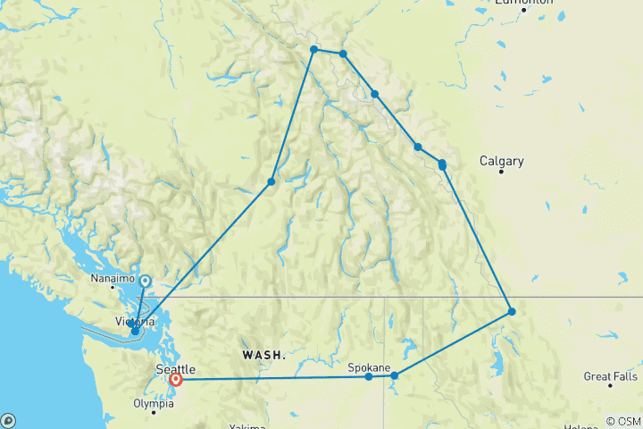 Map of Canadian Rockies and Pacific Coast (Classic, USA National Park Non Resident Fees)