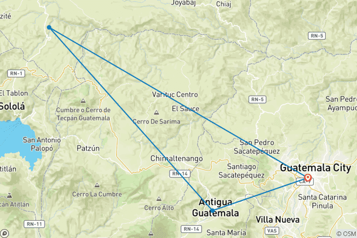Map of 5 days Mini Guatemala: living culture and colonial charm