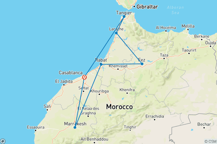 Kaart van Casablanca & Keizerlijk Marokko - 9 dagen