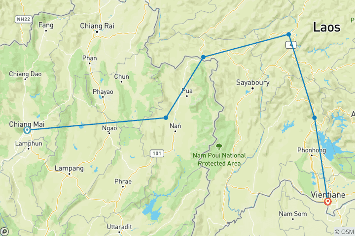 Mapa de Tailandia y Laos esenciales