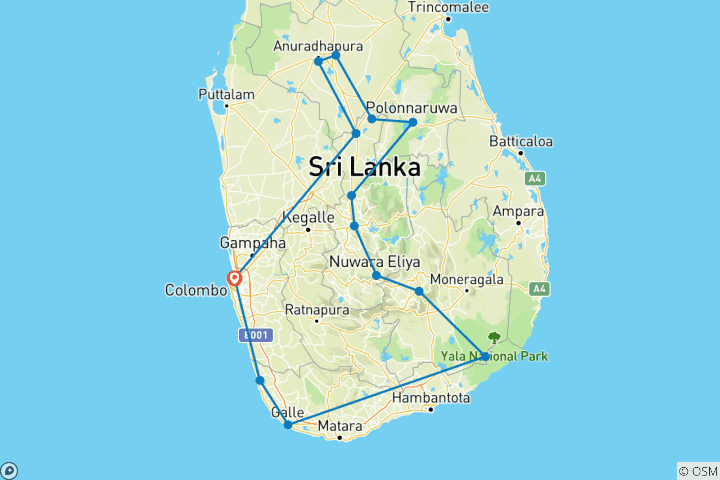 Kaart van Sri Lanka, het betoverde eiland