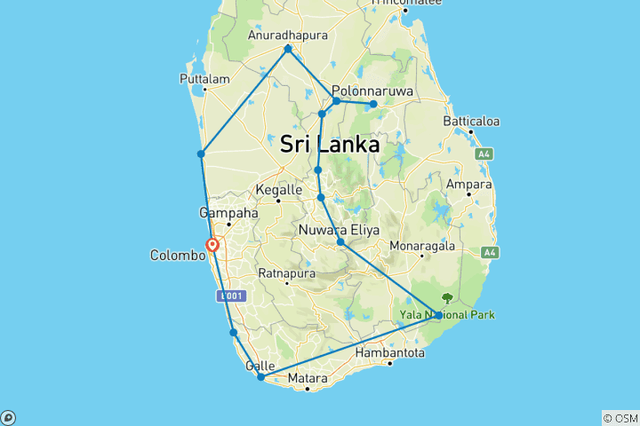 Kaart van Verborgen Sri Lanka