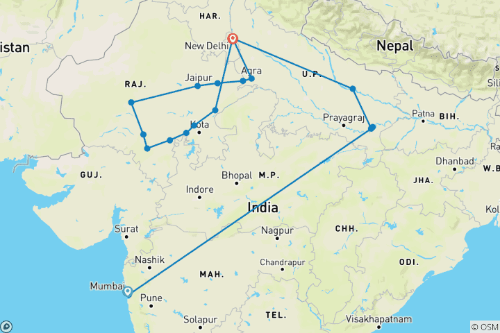 Map of Ranthambore Tiger Trails & Cultural Heritage Tour