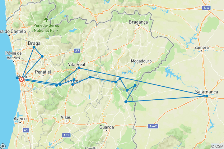 Kaart van Feestelijk seizoen aan de Douro