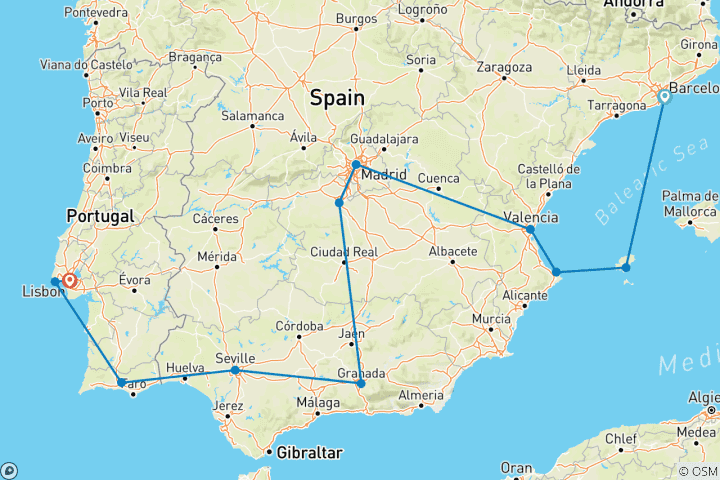 Map of Barcelona to Lisbon (Age 27-35)