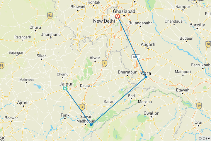 Map of India: Golden Triangle