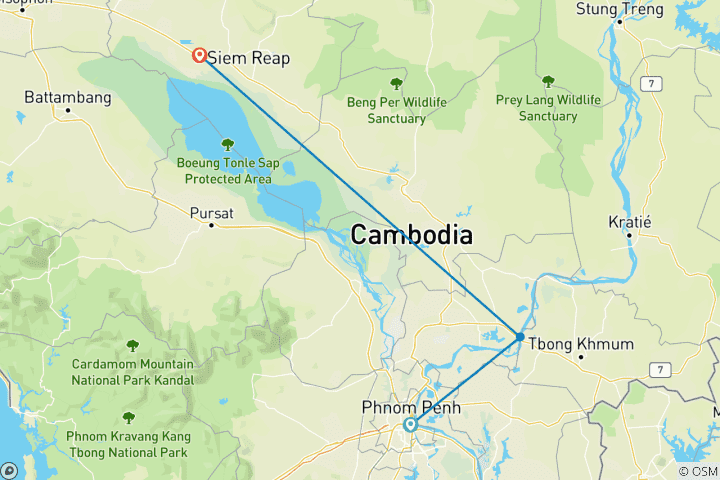 Karte von 3-Nächte Mekong-Flusskreuzfahrt | Kambodscha flussaufwärts | Mekong Navigator