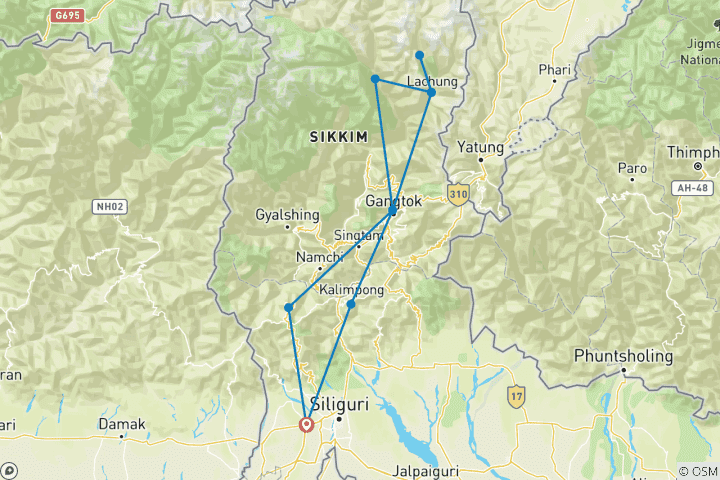 Map of Northeast India, Sikkim & Darjeeling Experience