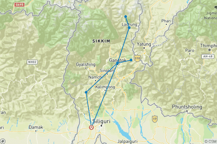 Map of North East India Himalayan Experience