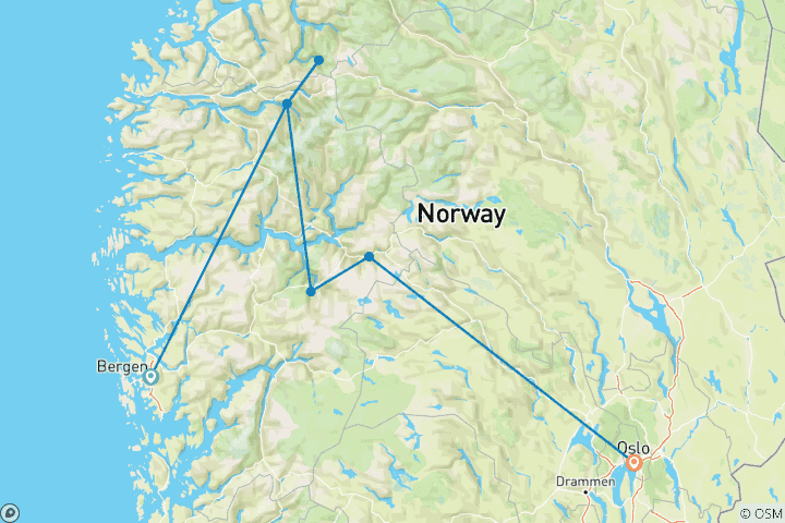 Map of Highlights of Norway (Bergen to Oslo) (2027)