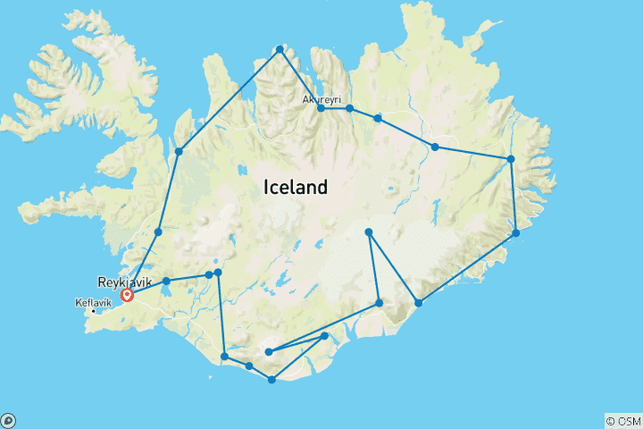 Map of Around Iceland Ring Road Tour - 6 Days
