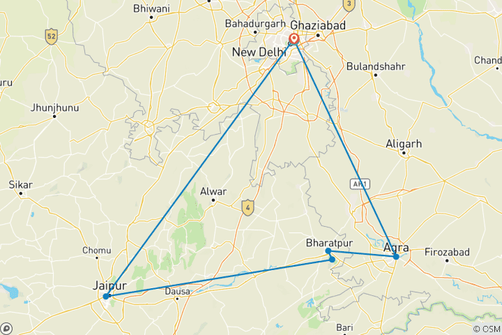Carte du circuit Triangle d'or de l'Inde : vacances familiales Premium