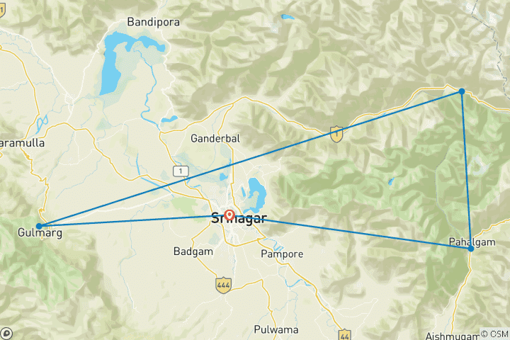 Mapa de Visita a la ciudad de Srinagar