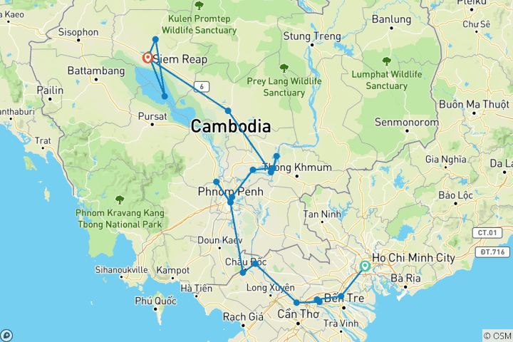 Map of Luxury Mekong and Temple Discovery Cruise 2027-2028|2025-2026|2026-2027 - 11 Days