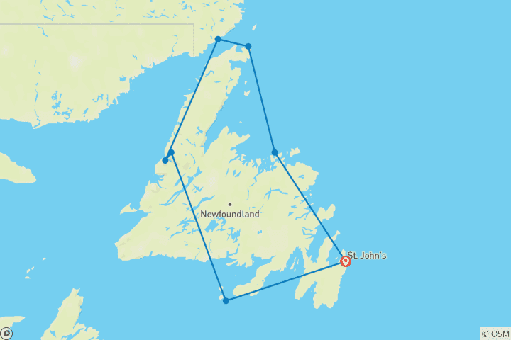 Map of Newfoundland Circumnavigation - M/V Ocean Albatros