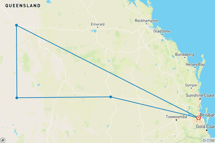 Mapa de Spirit of Outback Queensland Brisbane - Brisbane (2026, 5 destinos)