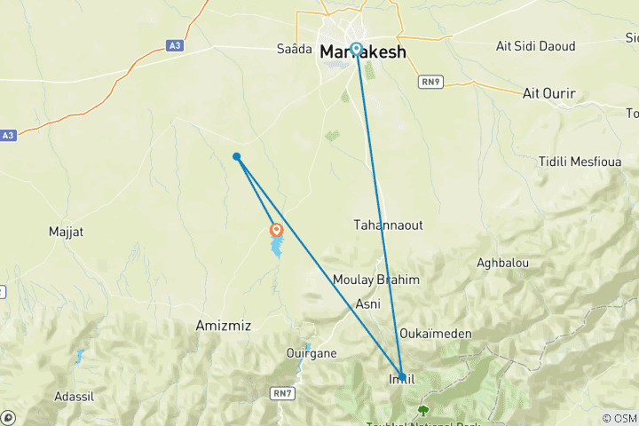 Kaart van MARRAKECH & ATLAS ERVARING - 4 DAGEN / 3 NACHTEN