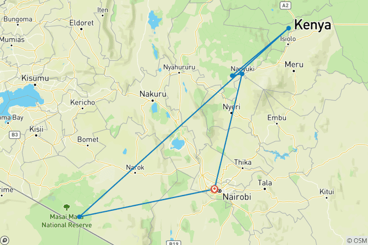 Kaart van Klassieke Kenia safari - 8 dagen