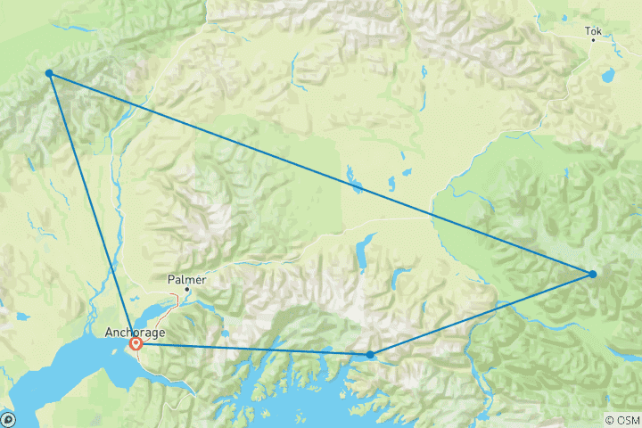 Mapa de Expedición Alaska Denali y Wrangell - 12 días