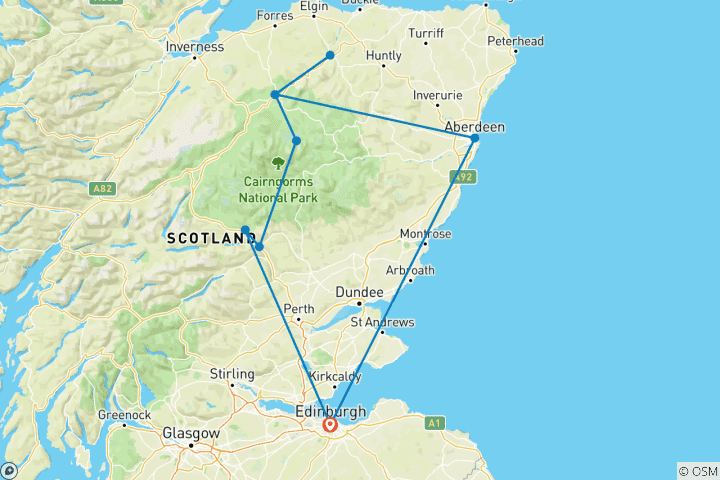 Kaart van Speyside & Highland Whisky Escape - 4 dagen