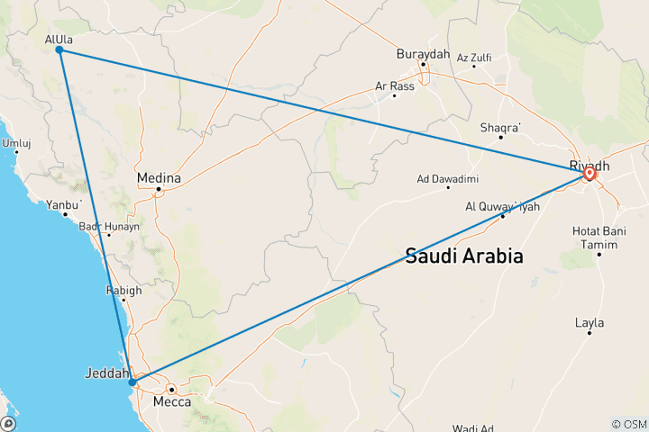 Carte du circuit Circuit de luxe en Arabie Saoudite - Riyad, AlUla et Mer Rouge