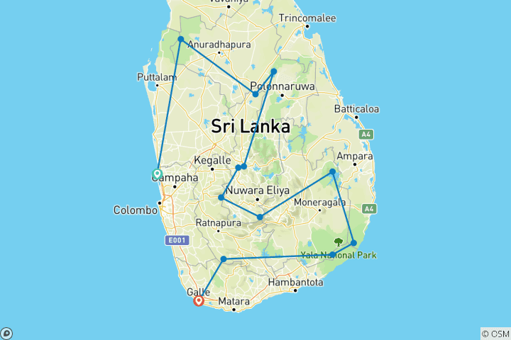 Mapa de La fauna endémica de Sri Lanka