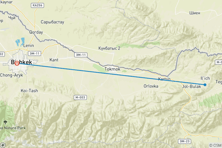 Map of 2-Day tour Nature Escape: Koltor Lake & Chon-Kemin Valley