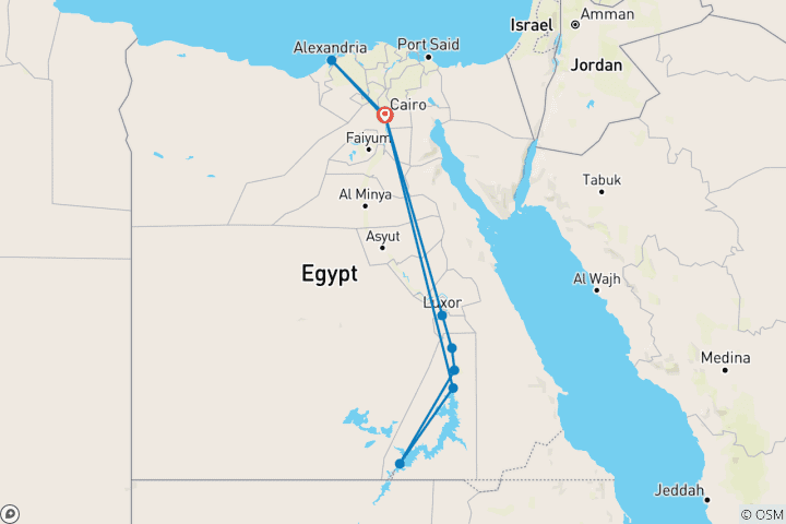 Kaart van Het klassieke rondreispakket van Egypte